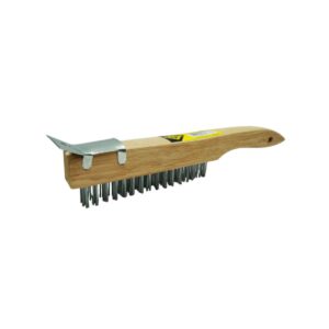 CEPILLO DE ALAMBRE C/RASPADOR MANGO MADERA 3X16 FILAS HM-2143 HUNTER-web