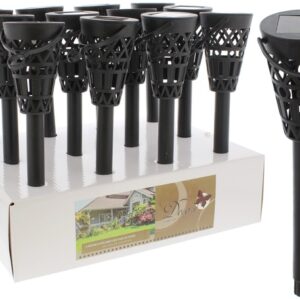 LAMPARA SOLAR LED P/JARDIN 7X7X37.5 CM NEGRO 968-05358 DECORE MAYÂ´S-web