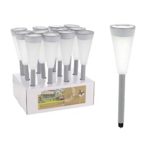 LAMPARA LED SOLAR P/JARDIN 7X7X39 CM GRIS 968-02979 N22-02979 MAY´S-web