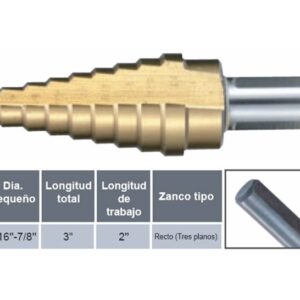 BROCA ESCALONADA RECTA 12 PASOS 3/8" 3/16 - 7/8 B-31033 MK-web